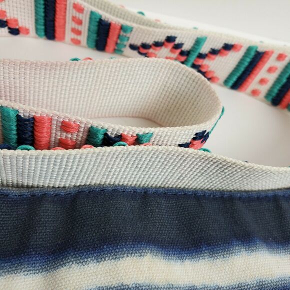 Vintage Hippie Crossbody Tie Dye Blue Striped 12x14x2" - Picture 2 of 11